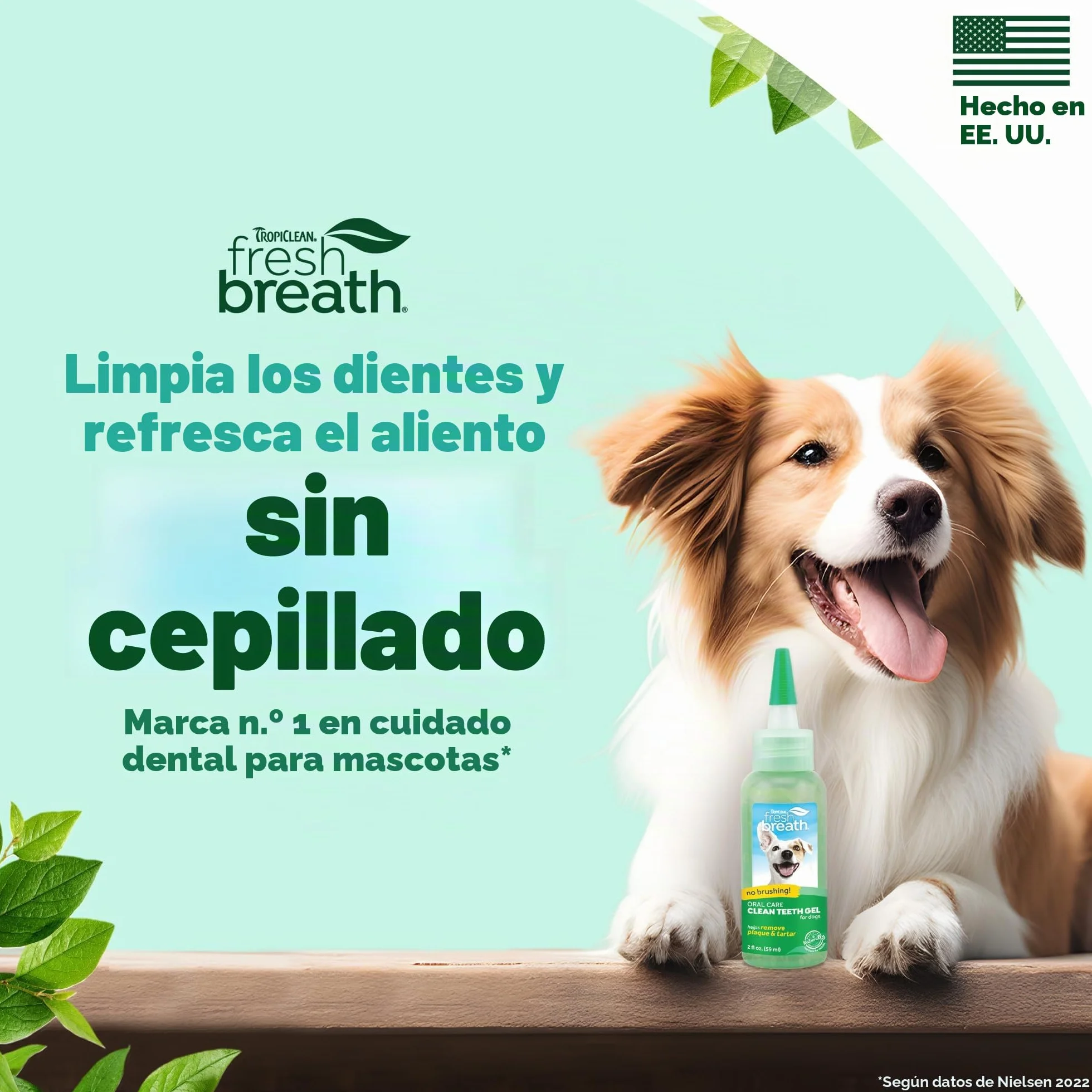 Fresh Breath by TropiClean - Gel de Cuidado Bucal para Perros, Mascotas, Gatos - Sin Cepillado - Ayuda a Eliminar la Placa, el Sarro y la Enfermedad Gingival - Original - 59 ml