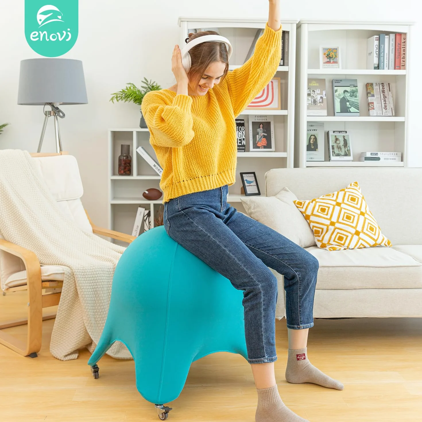 Silla de pelota de yoga 50.8 cm diseño ergonómico para oficina hogar alivia dolor de espalda