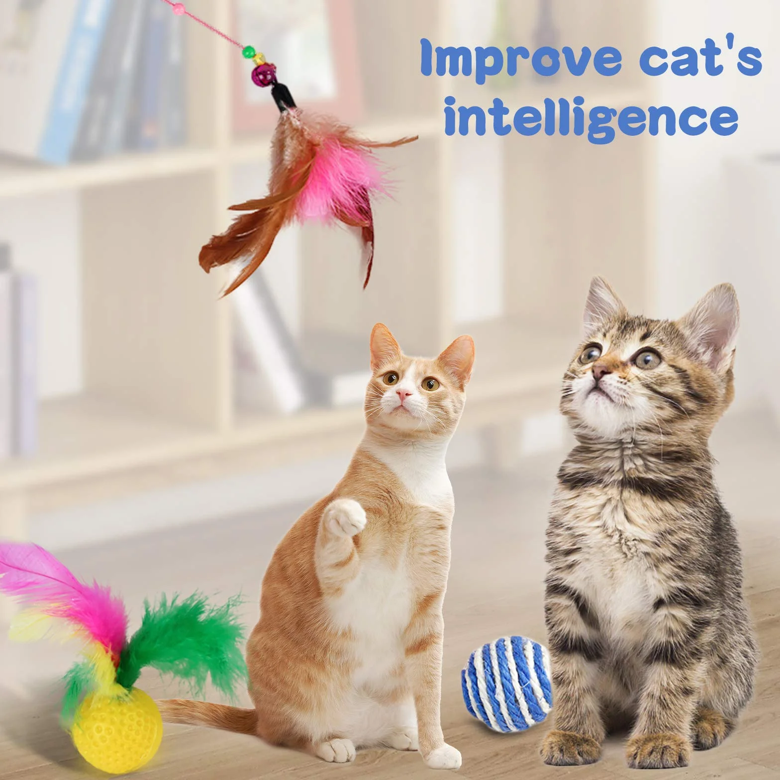 27PCS Juguetes para Paquete de Variedad para Gatitos, Set di Juguetes para Gatos Interactivo Ratón,Ratóns y Bolas Varias para Gatos Juguetes para Gatos con Plumas túnel