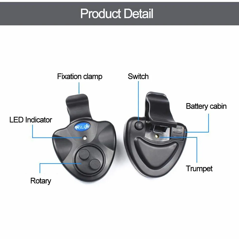 Shackcom 3 Sensible Alarma Pesca Picada Mordedura Pescado Bite Indicator para Caña de Pescar Universal Electrónico LED Vibración
