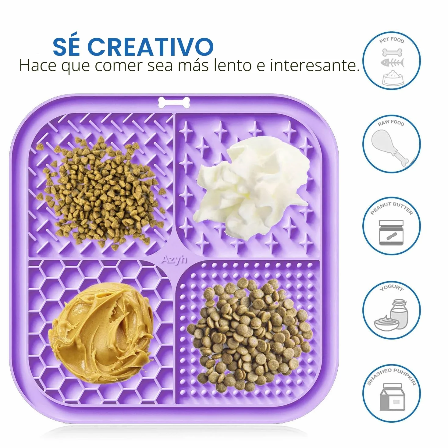 Azyh 2 Alfombrillas para Lamer Perros y Gatos con Ventosas 20X20cm, Alimentador Lento para Aliviar la Ansiedad, Juguetes, Tapete de Alimentación para Mantequilla, Yogur, Maní