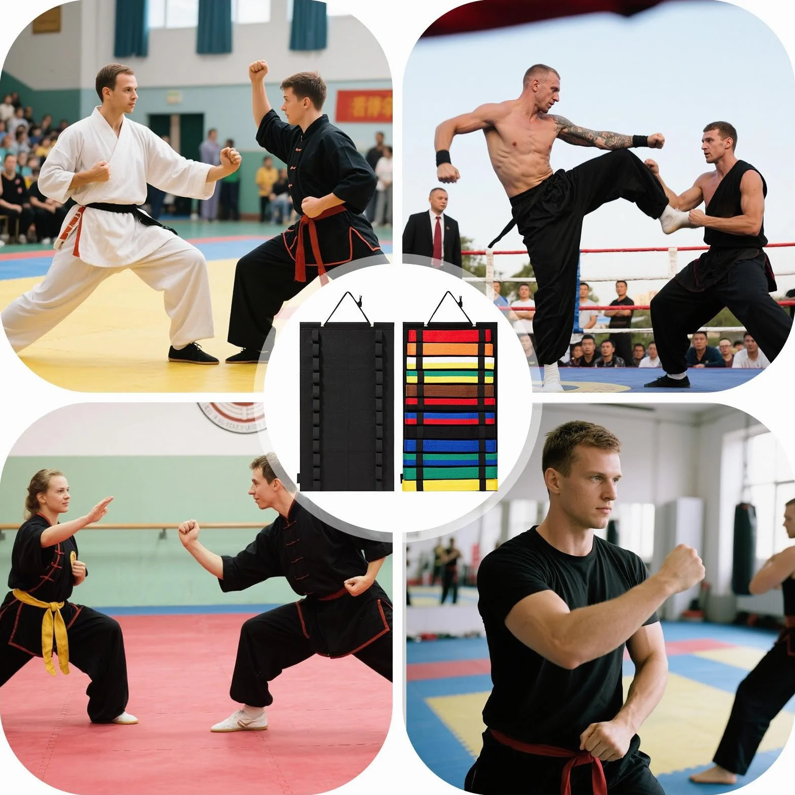 Estante de Exhibición para Cinturón de Karate - Soporte de Almacenamiento de Fieltro 24,61x13,58 Pulgadas para Pared
