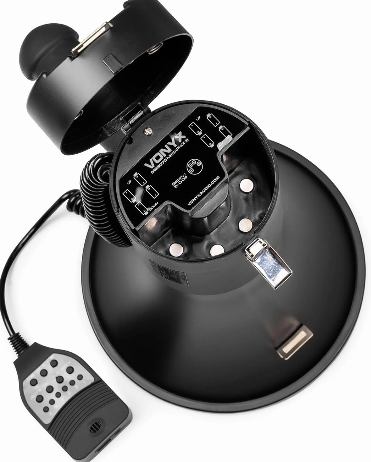 Vonyx MEG075 Megáfono Bluetooth Portátil 75W, Reproductor MP3, Batería Recargable, Negro