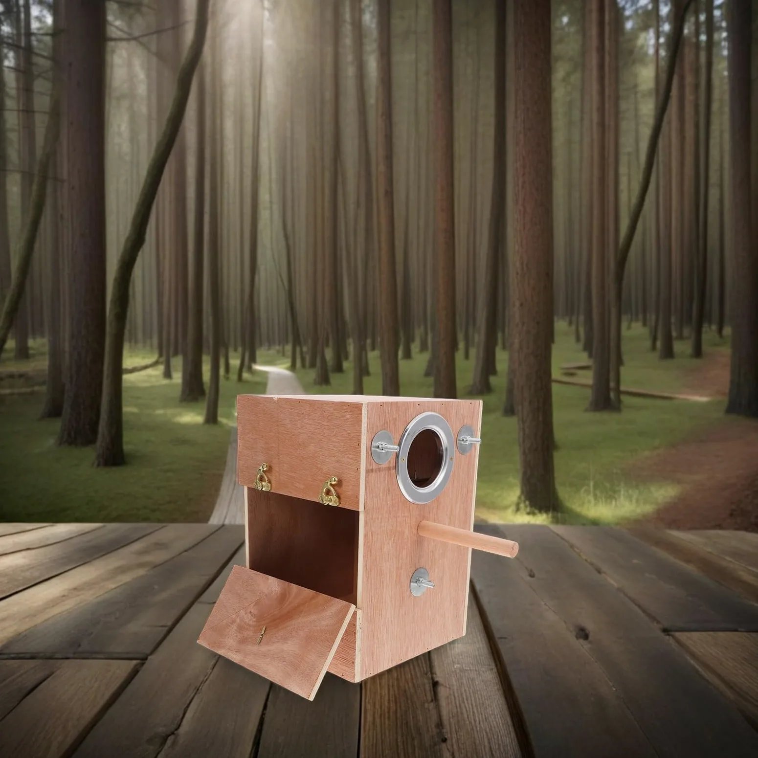 SHINEOFI Caja de Anidación para Periquitos de Madera con Soporte Colgante Exterior Nido Cálido y Seguro para Cría de Agapornis Ninfas Periquitos y Conures Diseño Que Ahorra Espacio para