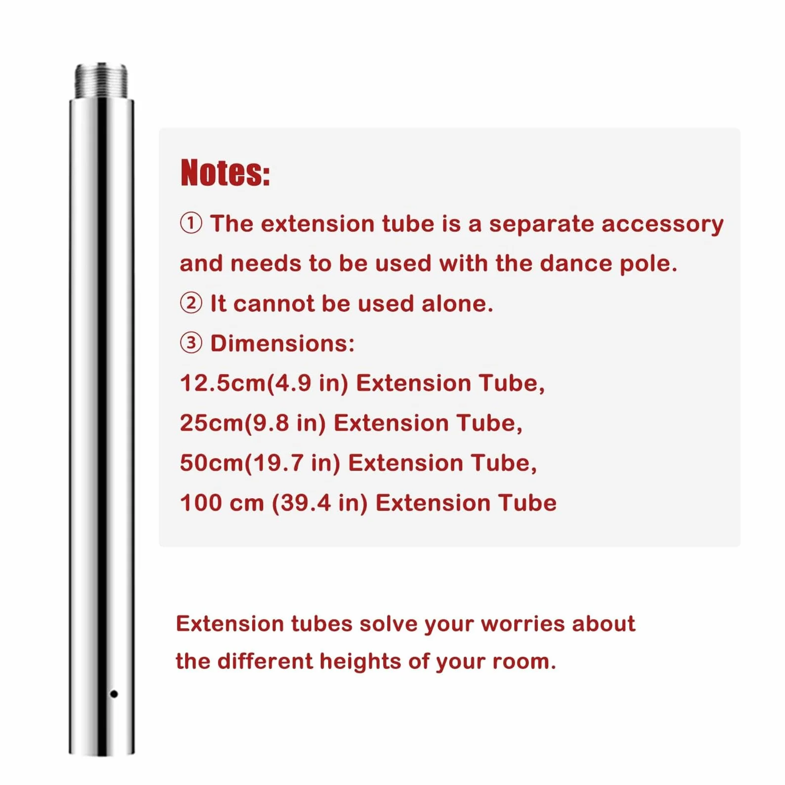 Barra Pole Dance Acero Inoxidable Altura Ajustable 25cm Estática y Giratoria