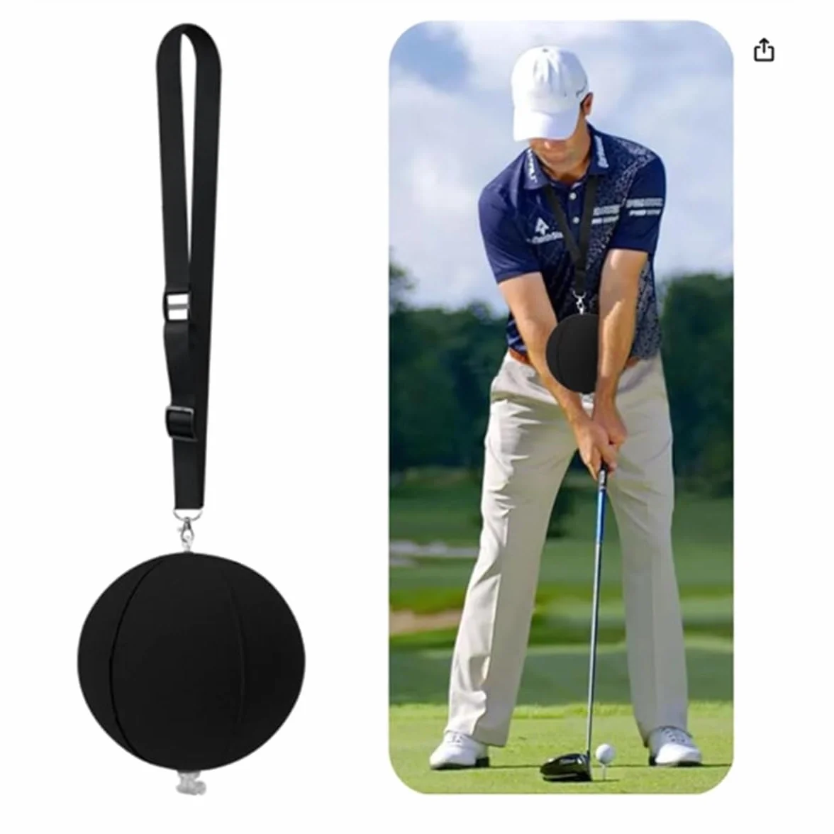 Namvo Golf Swing Training Aid Smart Ball Assist Practice Corrección de Postura Ajustable Negro