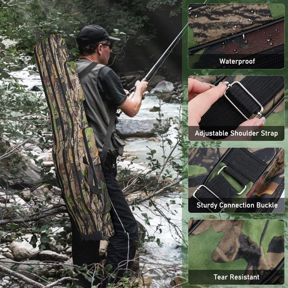 Bolsa de Pesca Oxford 150cm 3 Capas Portátil Alta Capacidad