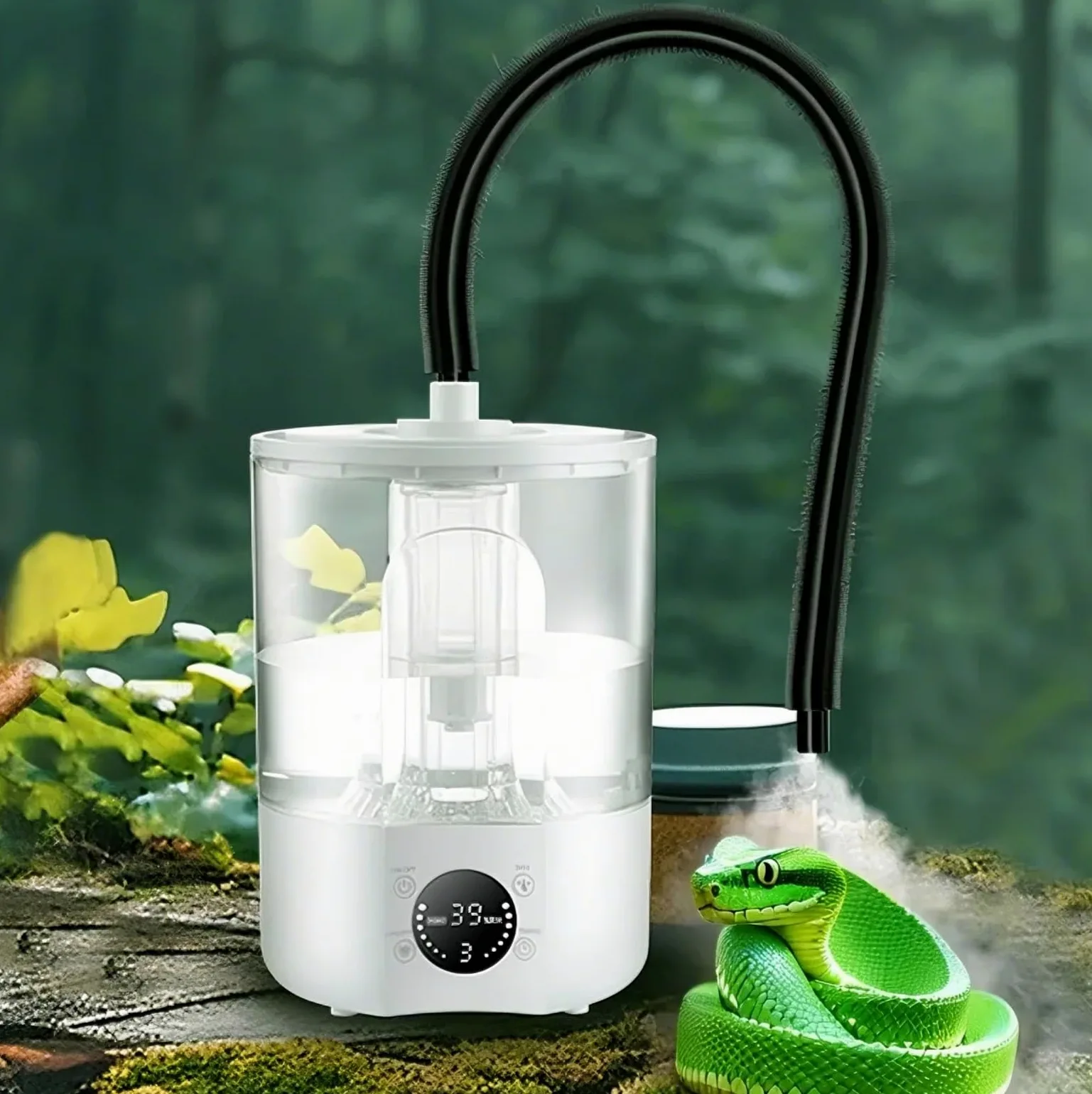 Humidificador Nebulizador Corn Snake, Humidificador de Terrario Green Tree Python de 4 L con Llenado Superior(Double Tube)