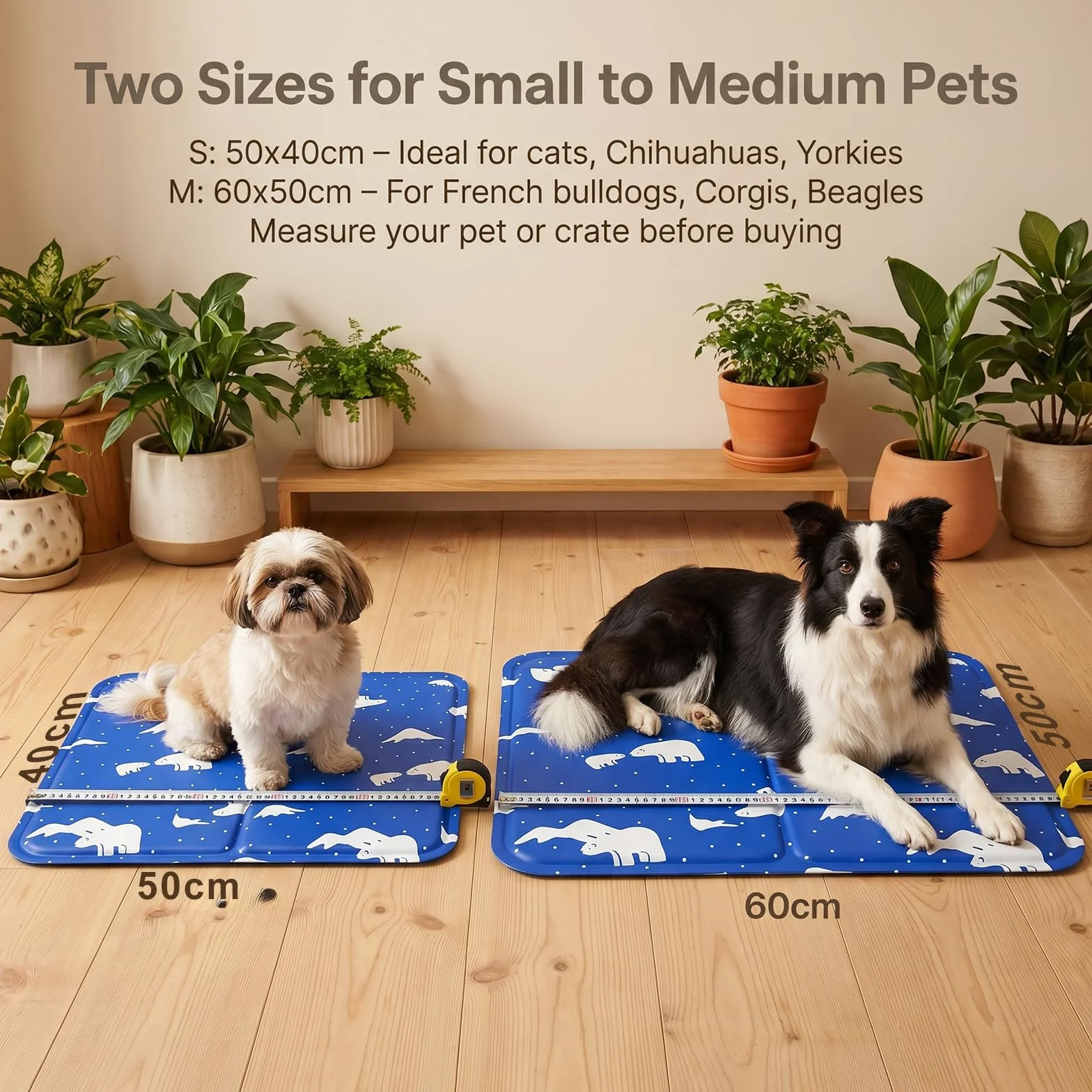 Alfombra Refrescante para Perro Gato,Mascotas Alfombrilla Autoenfriante,Camas refrescante para Mascotas,Prueba de Arañazos/Impermeable/Antideslizante,para en Verano,50x60cm, L, Azul