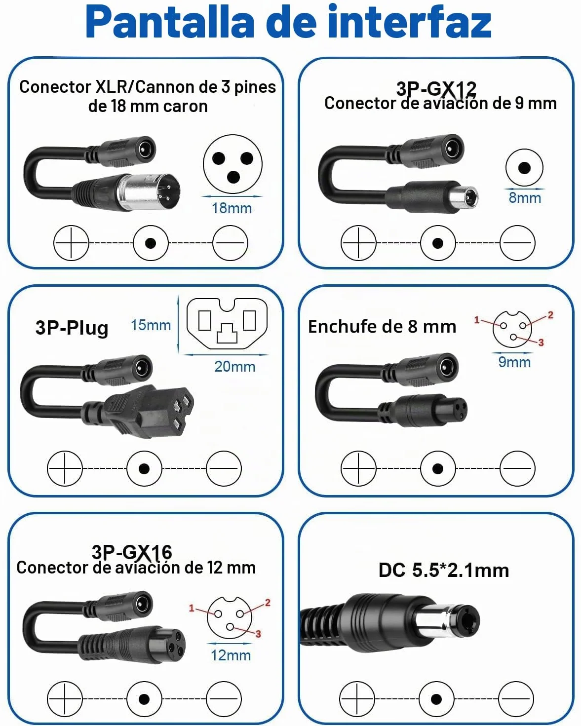 42V 2A Cargador Patinete Electrico para Hoverboard 36V Universal con 6 Conexiones M365 EU Plug