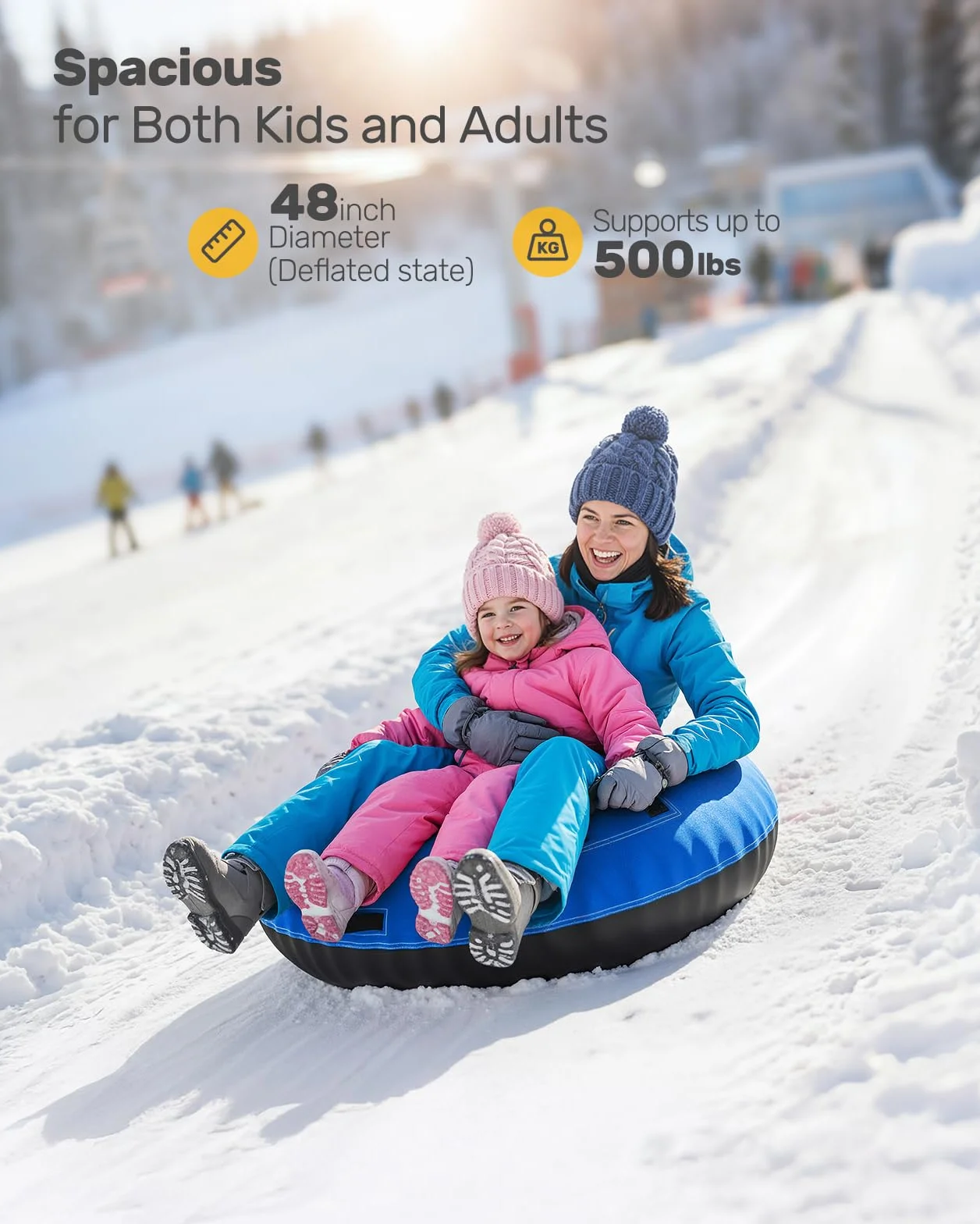 QPAU Tubo de nieve inflable 48 pulgadas paquete de 2 fondo grueso