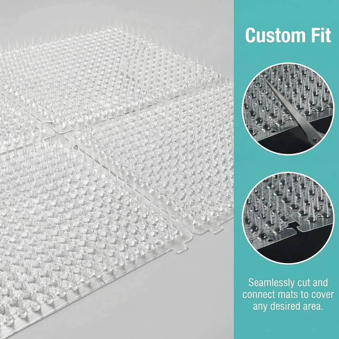 10PCS Pinchos Anti Gatos 32,5 x 40 cm, Alfombrilla Anti-Gatos con púas de Plástico, Pinchos para Gatos Transparente para Interiores y Exteriores con Adhesivo, para Jardín, Balcón y Césped