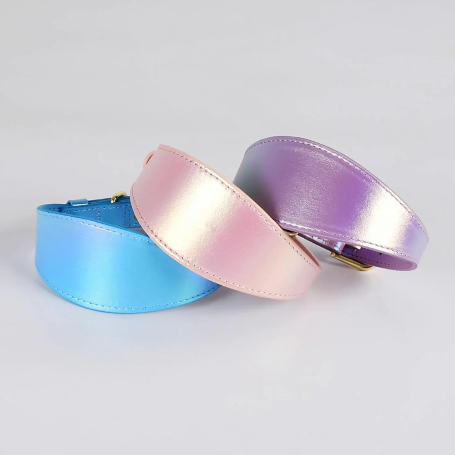 Collar Reflectante de Cuero sintético de Colores for Perros, Suave, Ancho y Resistente al Agua, Personalizado. ，Collar de Perro(Blue,M)