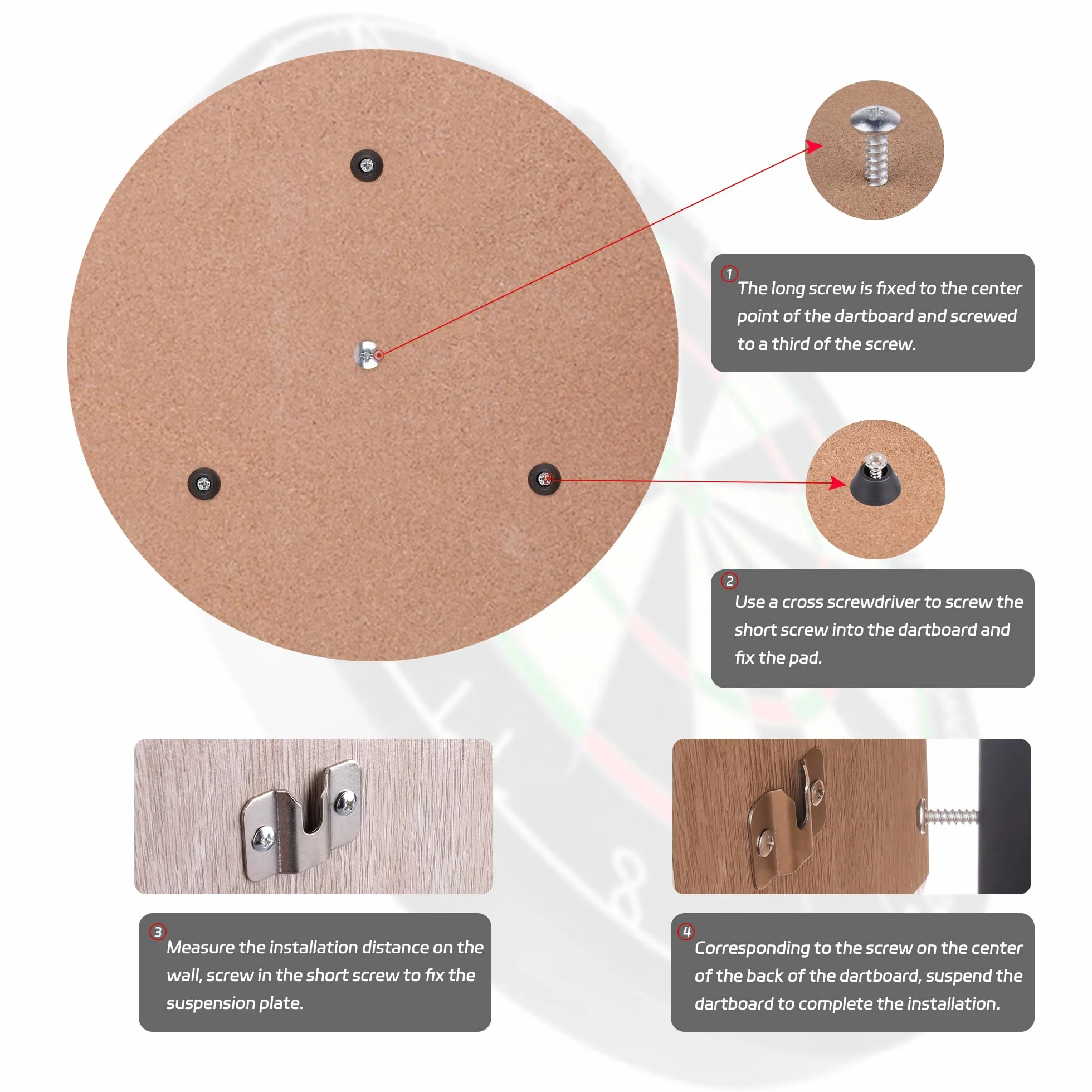 CyeeLife Juego de 2 soportes de pared para tablero de dardos de acero