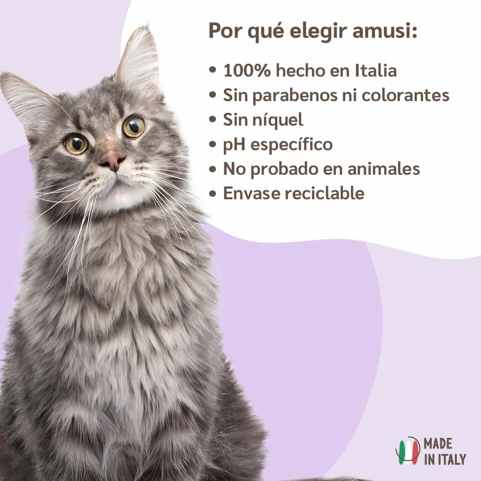 Aceite de Neem Spray para Gatos de Amusi 100 ml Made in Italy 100% Natural y Vegano | Spray Gatos antipulgas - contra Insectos y Pulgas - contra Garrapatas, Mosquitos, Moscas, Ácaros y Piojos