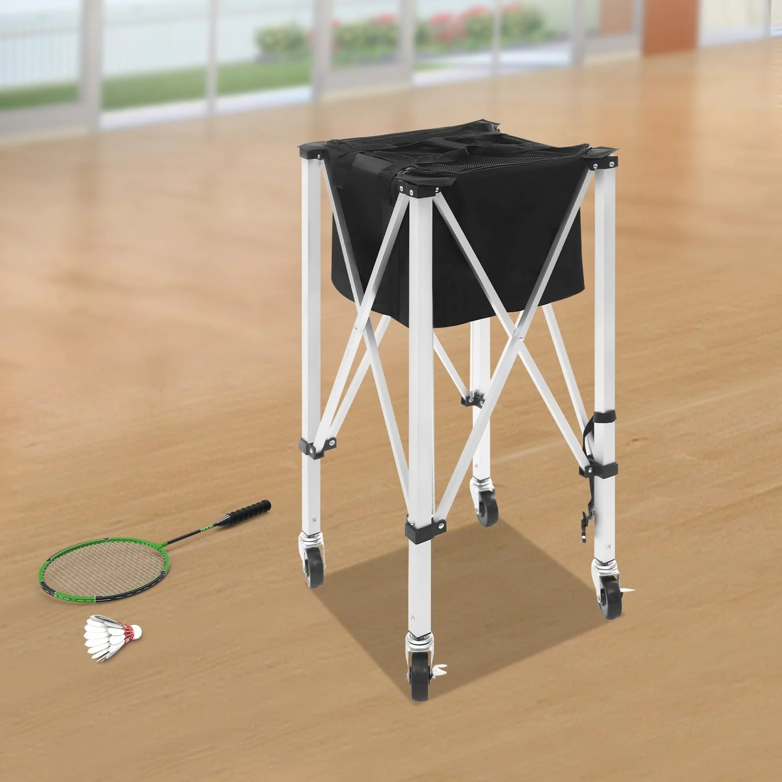 Tela Oxford de aluminio Canasta plegable para pelotas de tenis 150-170 con ruedas asa de transporte