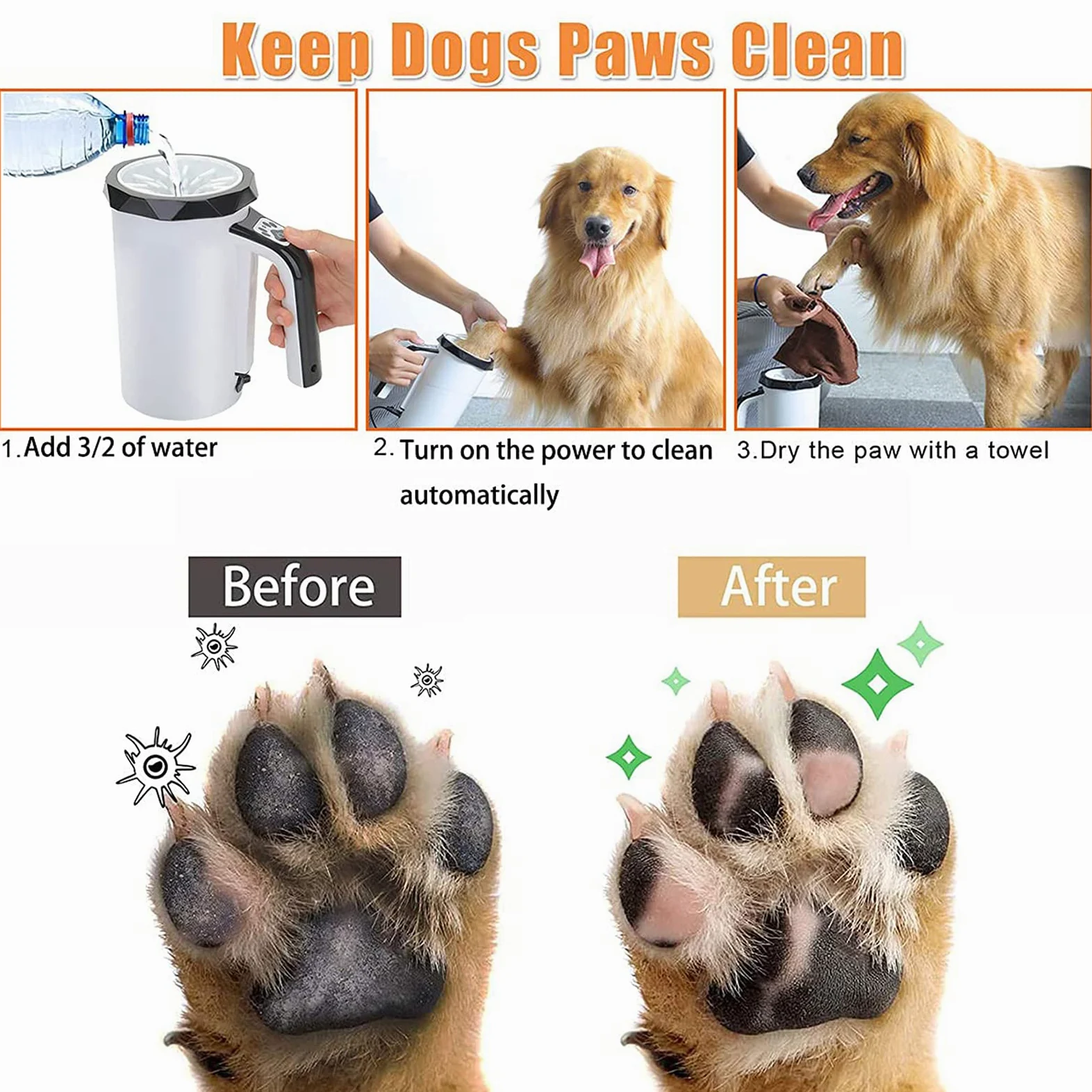 Limpiador de patas para perros, Cepillo de silicona suave for patas perro con toalla for perros medianos y grandes, limpiador sucias embarradas | Blue