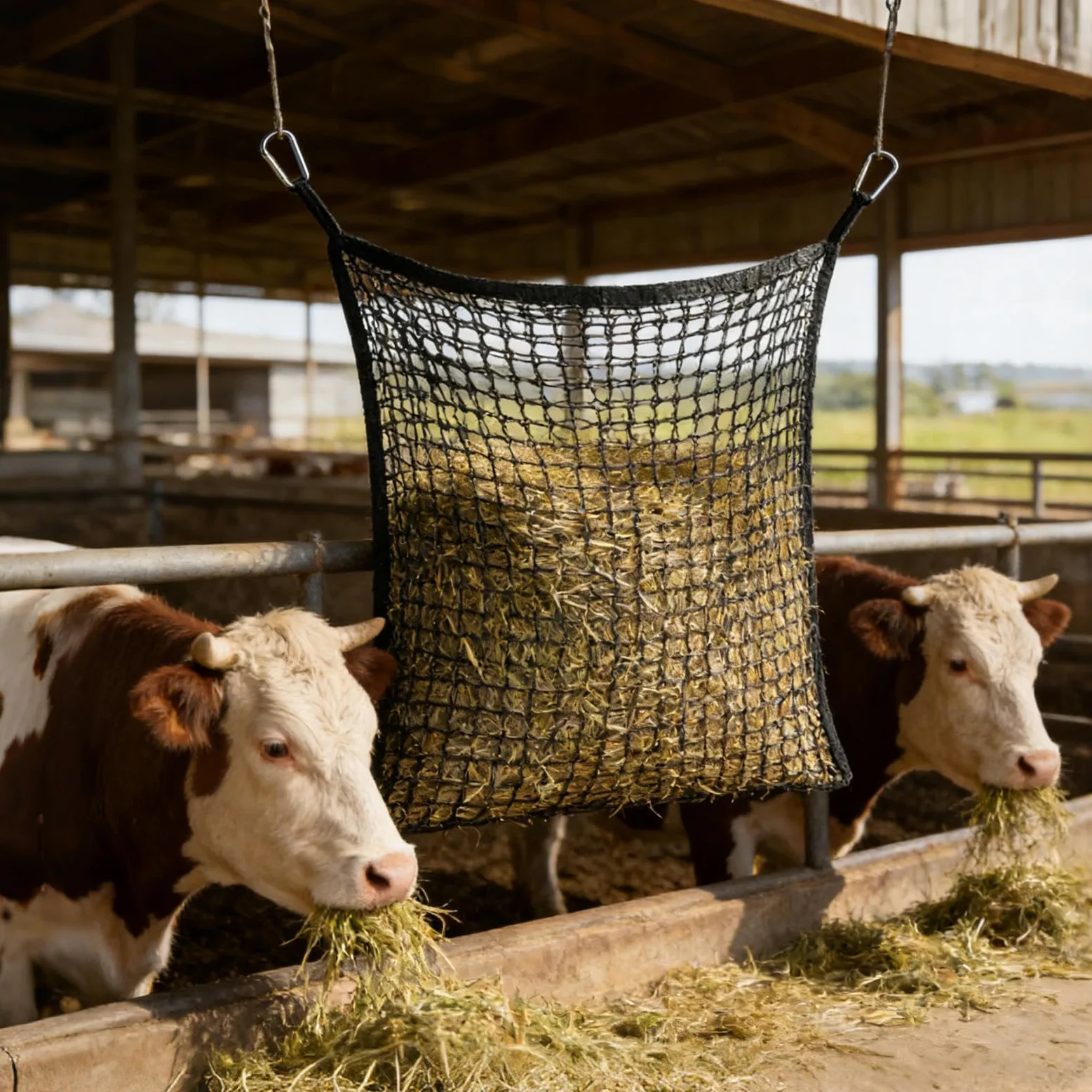 de Heno Bolsa de 0,9 x 0,8 m con Correas | Red para Heno de Rudo para Ovejas, Ganado, Establos, Paseos a Caballo, Transporte, Granja