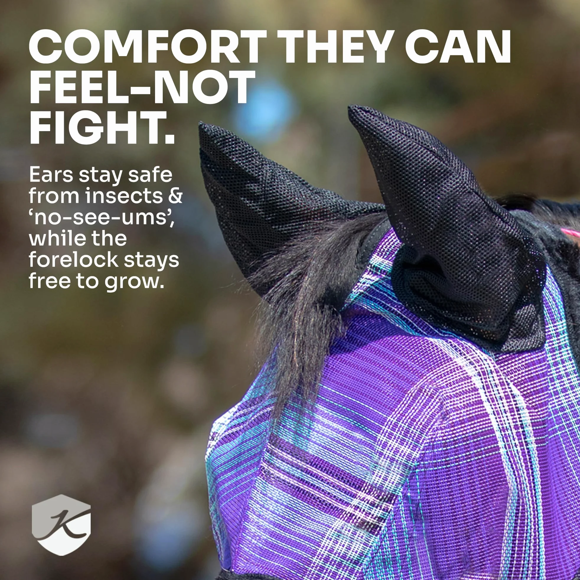 Kensington Fly Mask with Fleece Trim and Ears with Forelock Hole