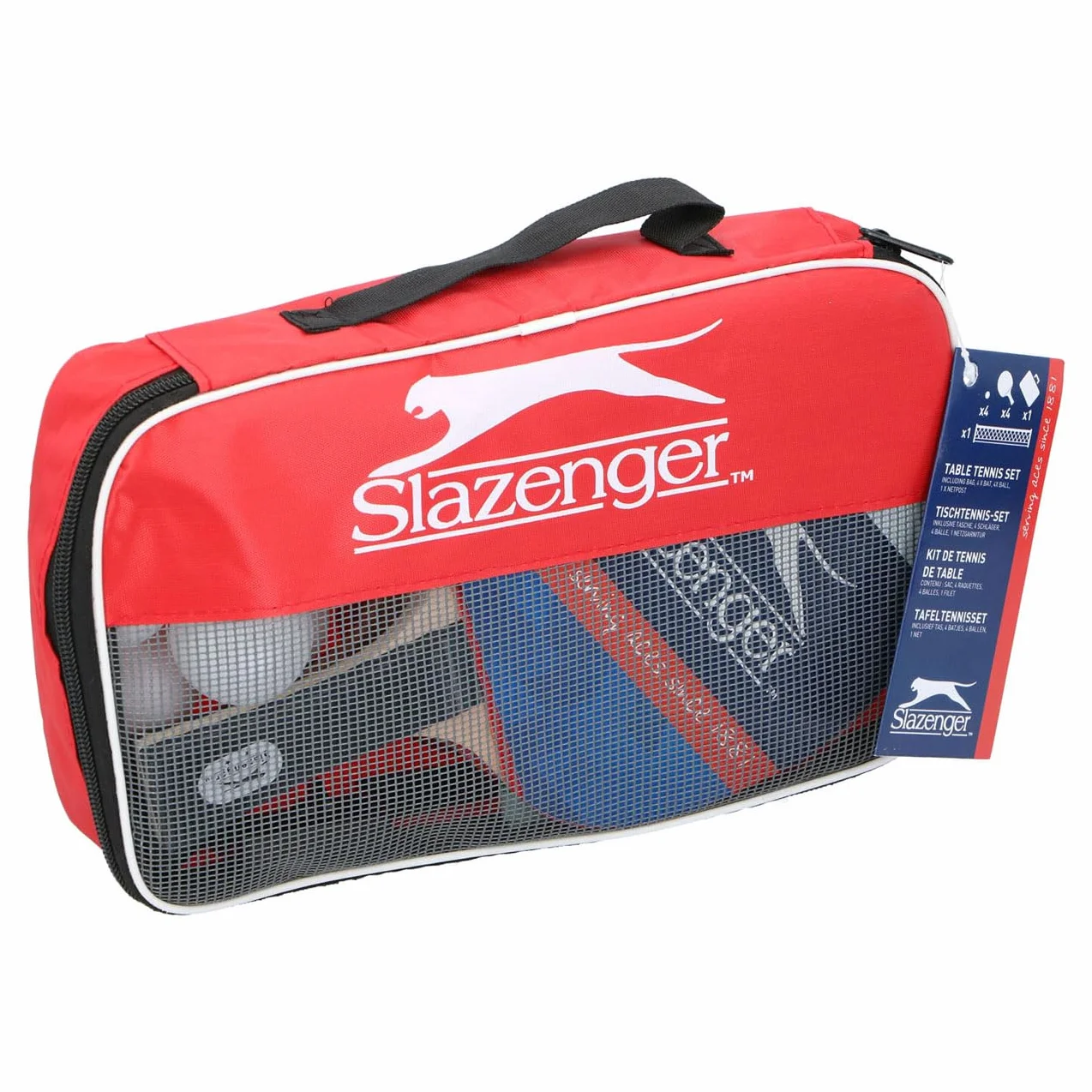 Slazenger Set de Ping Pong Raqueta de Tenis de Mesa, Rojo, 27 x 18 x 4 cm
