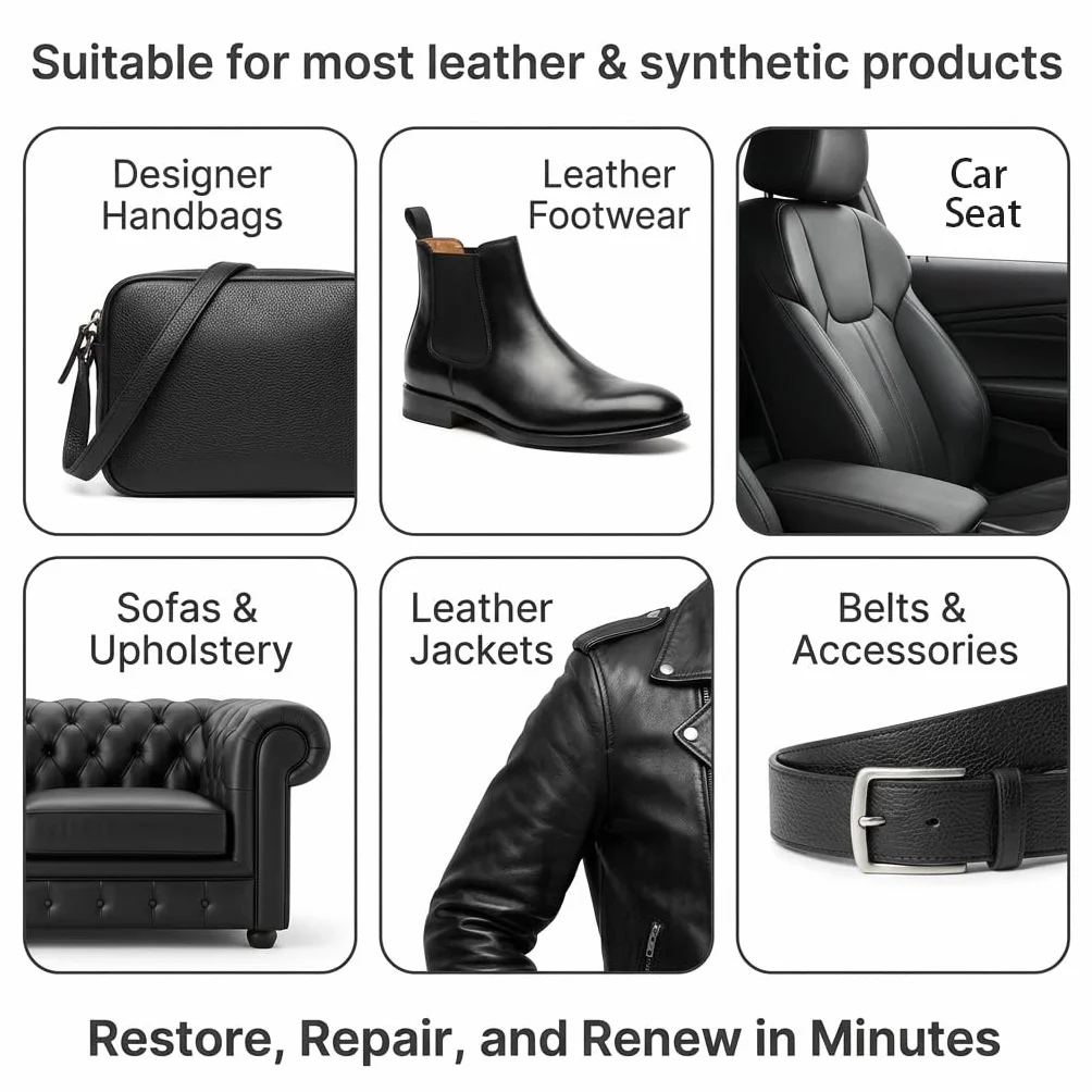Cuero Liquido Reparador Negro Kit Reparador de Cuero para Asientos de Coche, Sofás, Zapatos y Chaquetas, Tinte Reparador Cuero Sintético y Vinilo