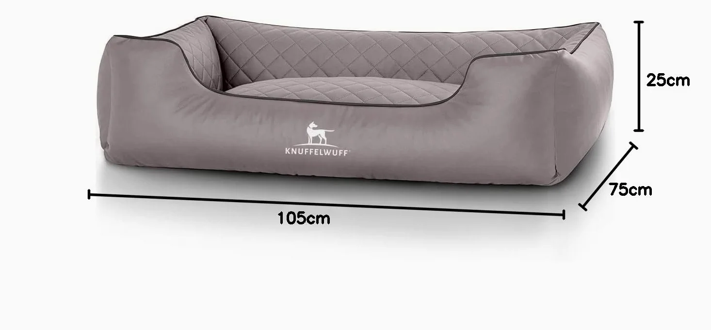Knuffelwuff 13979-010 Madison - Cama ortopédica para Perros de Piel sintética Acolchada con láser, 105 x 75 cm, Color Gris
