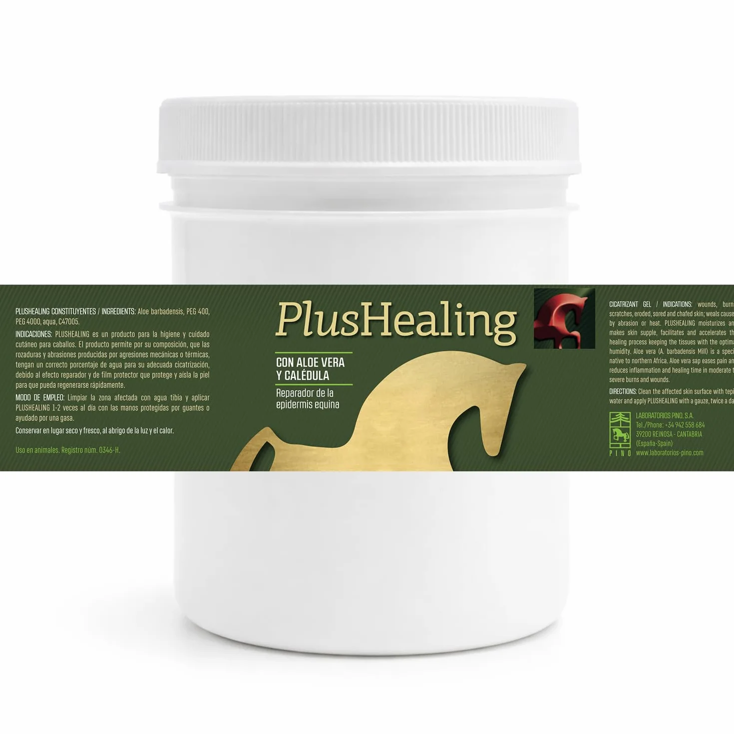 LABORATORIOS PINO Plushealing Producto para Higiene y Cuidado Cutáneo en Caballos – Ayuda a la Cicatrización de Rozaduras y Abrasiones – Uso Externo – Envase 500 ml