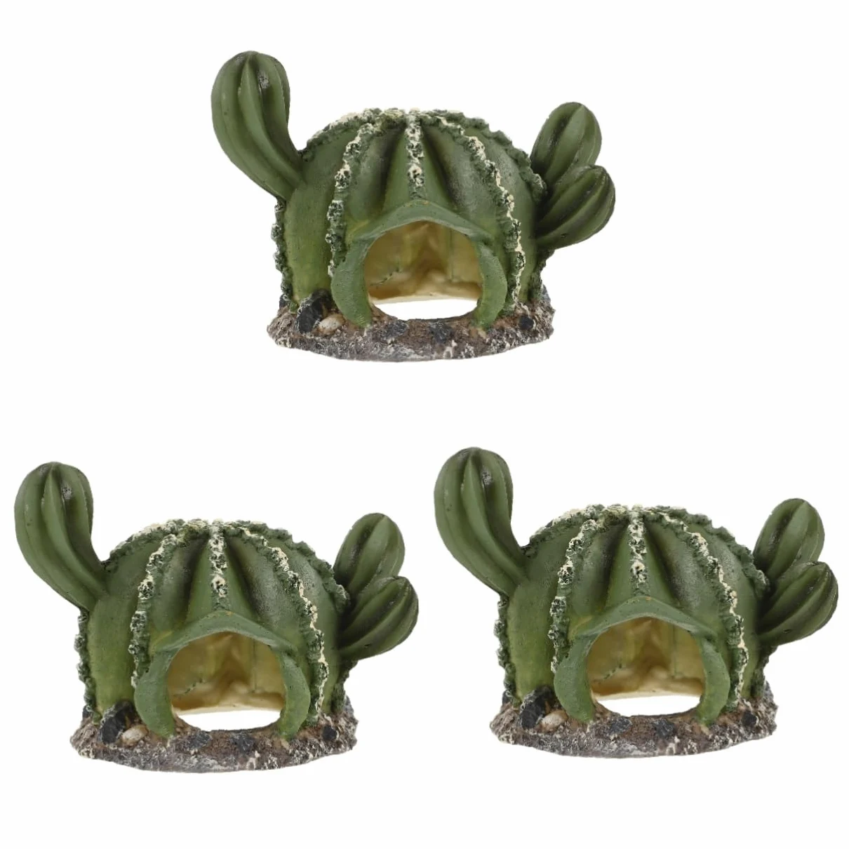 Happyyami 3piezas Cueva Decorativa para Reptiles Forma De Cactus Refugio Práctico para Terrarios Escondite Natural para Lagartijas y Serpientes Accesorio De Paisajismo para Tanques De