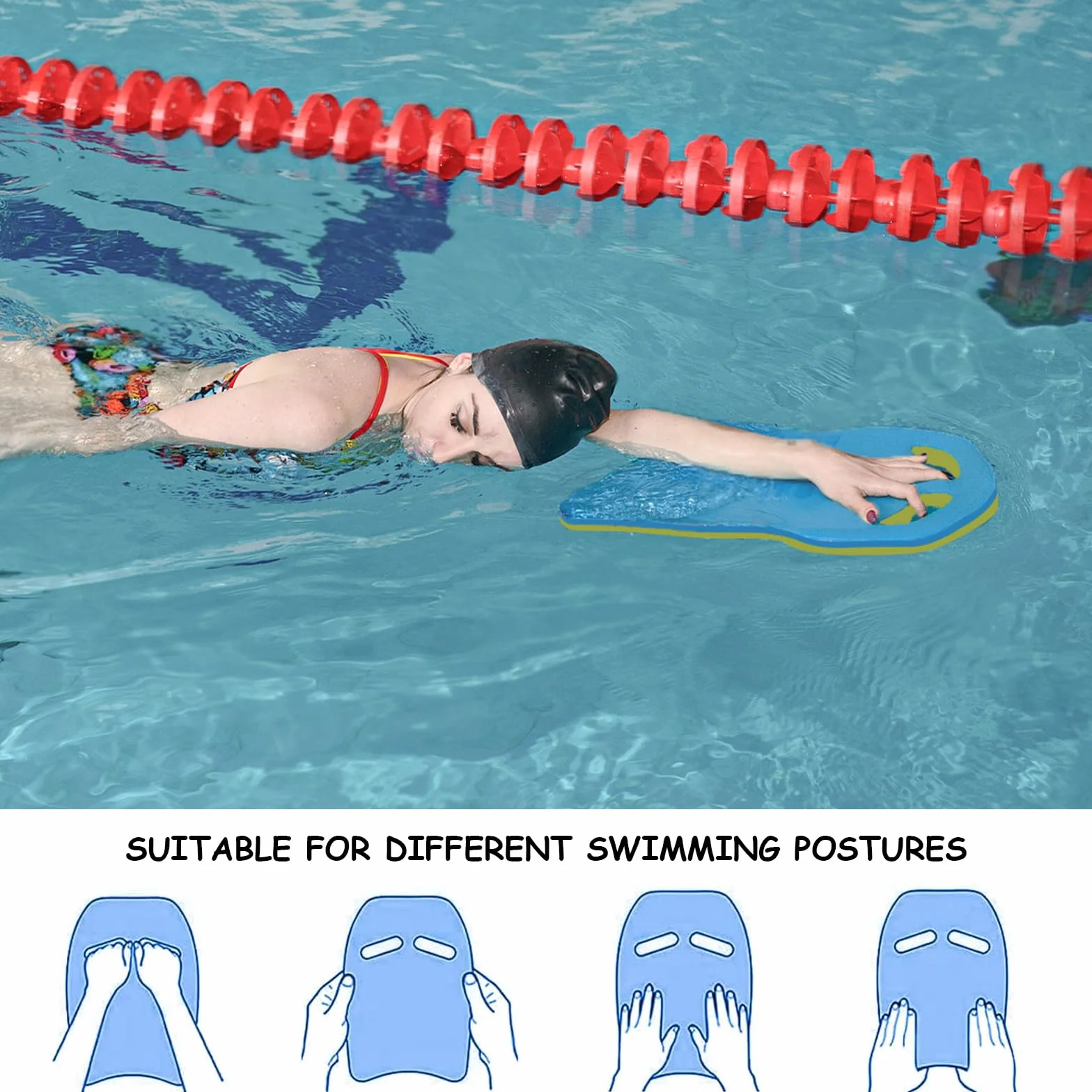 Tabla de Natación con Asas para Niños Adultos Entrenamiento Kickboard Flotante