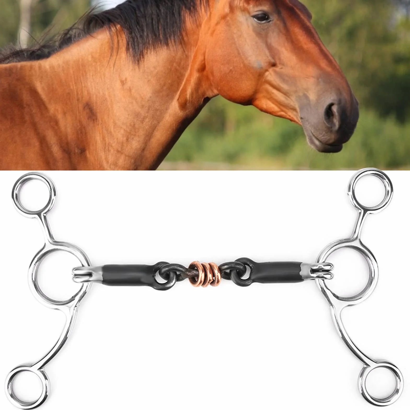 Mordaza de Caballo barrel racing horse bit Broca de Mordaza de Acero Inoxidable con Anillo Suelto Ecuestre con Boca de Acero Negro barrel racing horse Losse ring