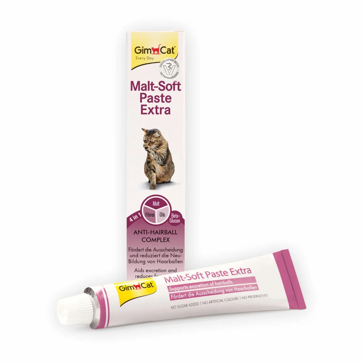 GimCat Malt-Soft Extra, pasta con malta- Anti-Hairball snack para gatos favorece la excreción de bolas de pelo - 1 tubo (1 x 200 g)