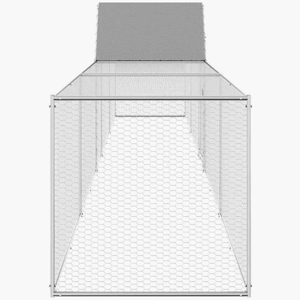 Gallinero de 9 x 1 x 1,5 m, de acero galvanizado, gran recinto para aves de corral, pollos, patos y gansos, jaula robusta para gallinas con puerta con cerradura y rejilla de alambre para el