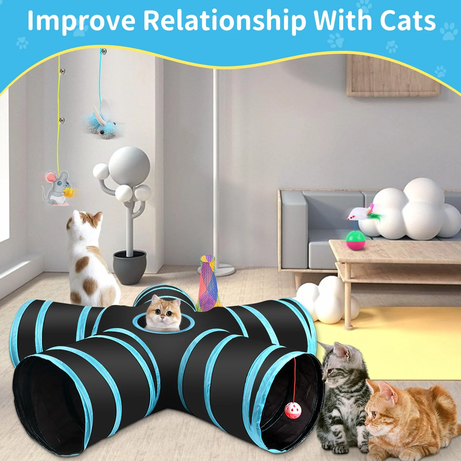 36 PCS Juguetes para Gatos,Set di Juguetes para Gatos,Juguetes para Paquete de Variedad para Gatitos,Palo de Gato Divertido,Ratones,Tumbler,Peces,Campanas etc
