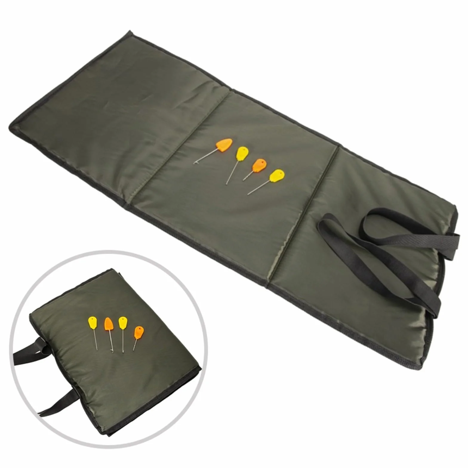 Alfombrilla plegable para pesca de carpas 80x35 cm poliéster algodón verde protección peces