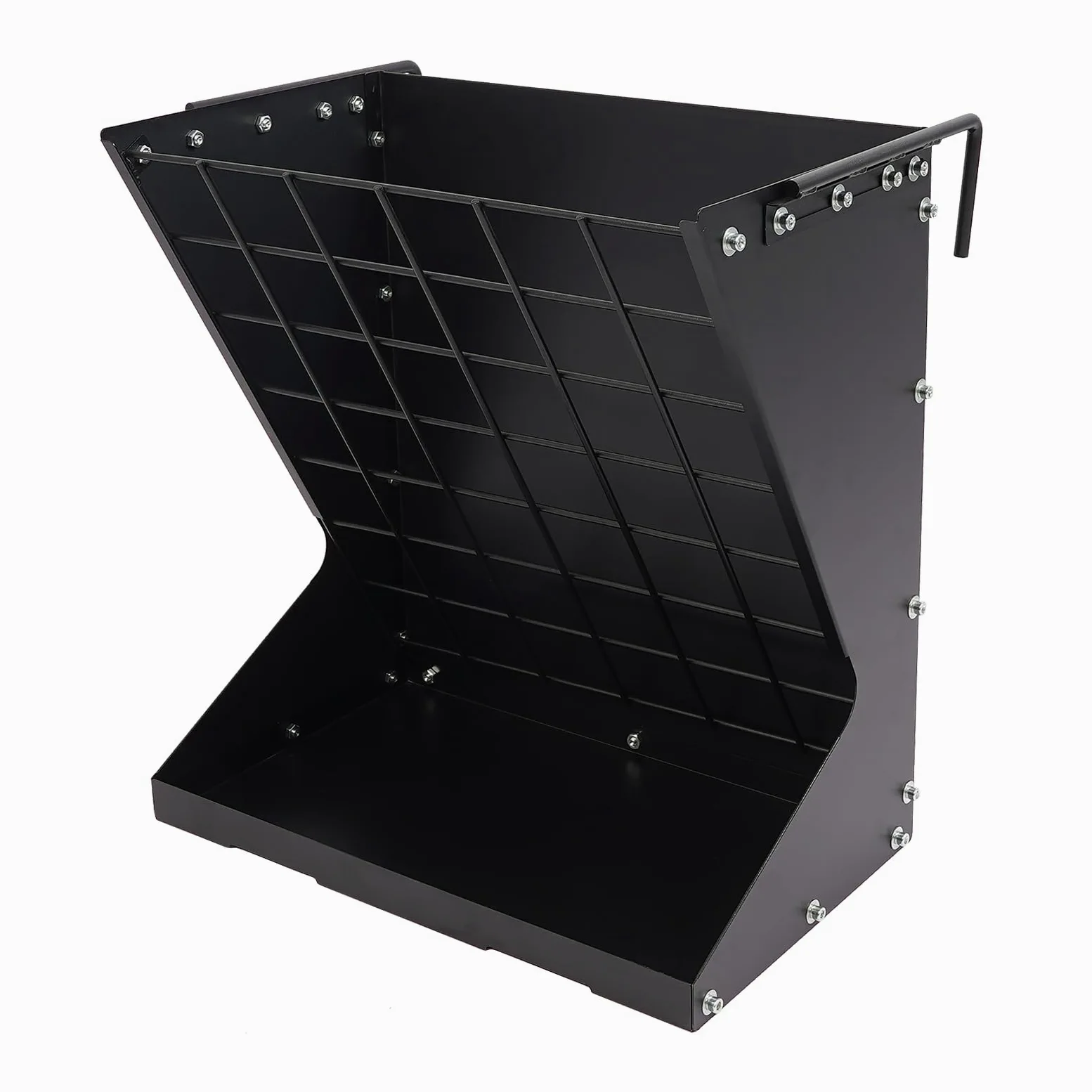 Dispensador de heno de gran capacidad, resistente, con gancho, ideal para ovejas, cabras y caballos (negro)