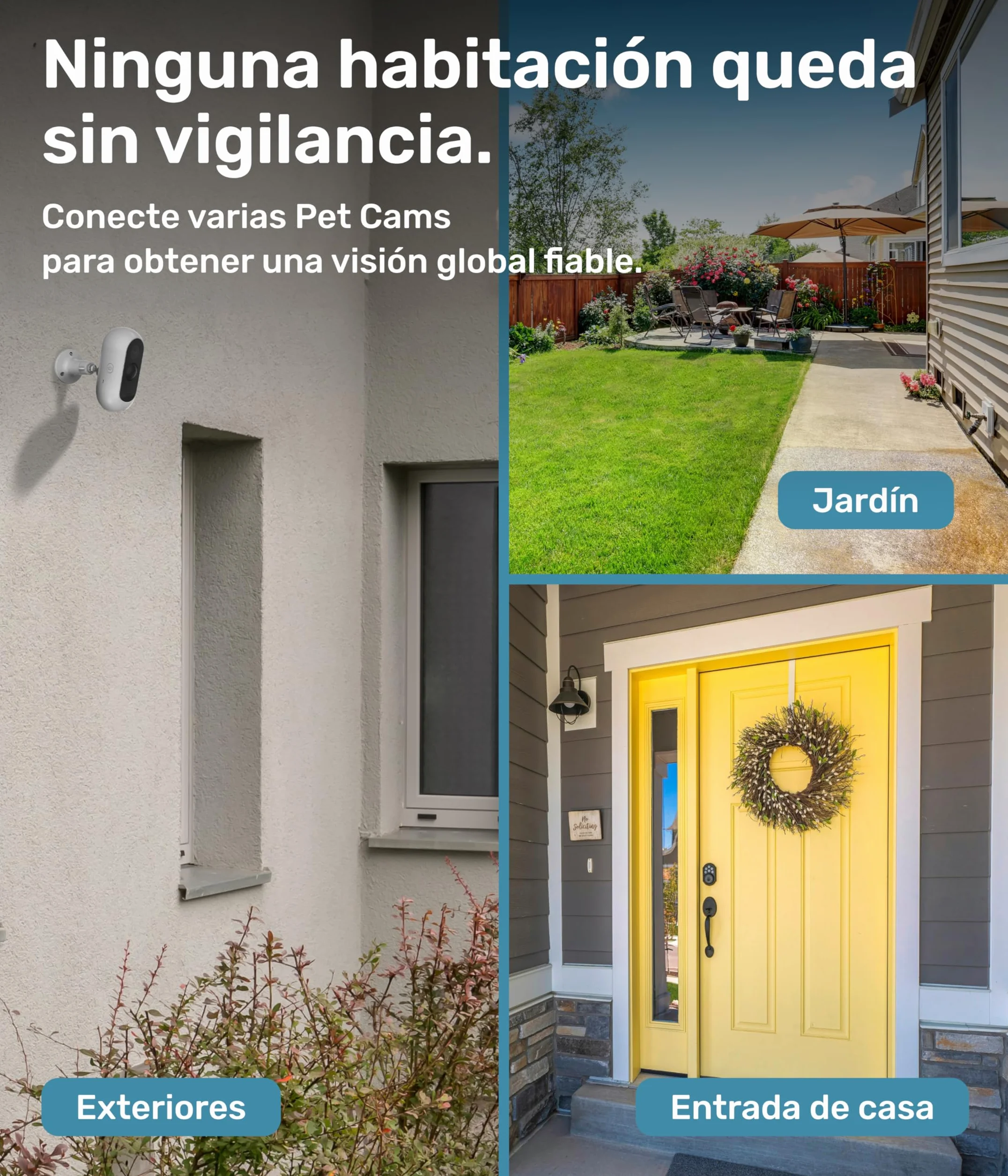 PetTec® CAM Free - Cámara Inalámbrica para Mascotas con App [SIN SUSCRIPCIÓN] - para Gatos y Perros, Interior/Exterior - Detección de Movimiento, Función de Voz - Batería hasta 9 Meses sin Cargar