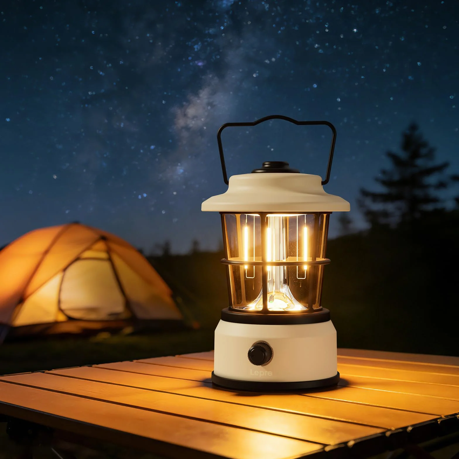 Lepro Linterna LED Retro Recargable, IPX4, 4 Niveles de Luz, para Cámping y Emergencia
