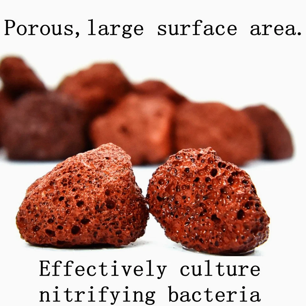Medios de bio-filtro esfera de 400 g para acuarios marinos y de agua dulce, roca volcánica roja