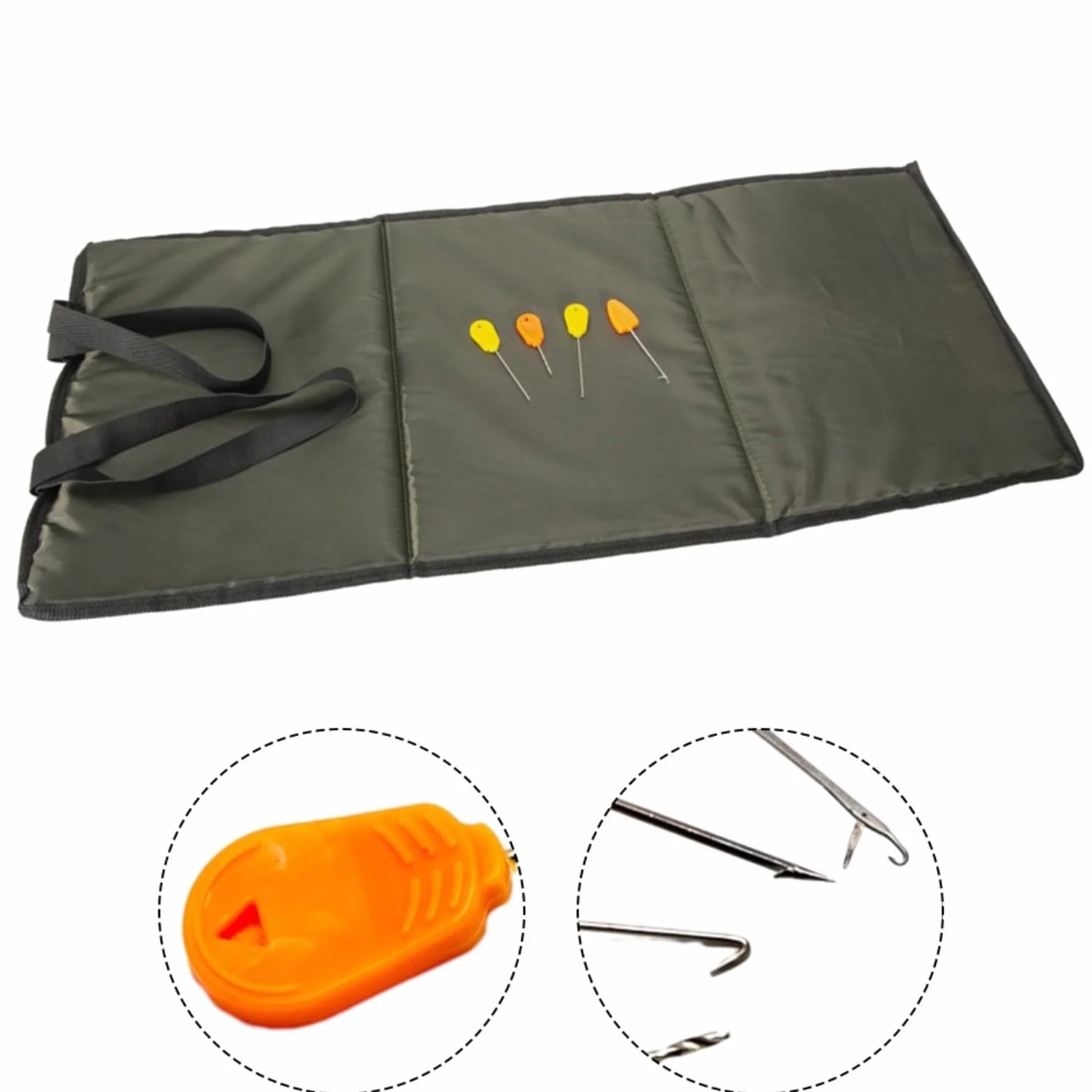Alfombrilla plegable para pesca de carpas 80x35 cm poliéster algodón verde protección peces