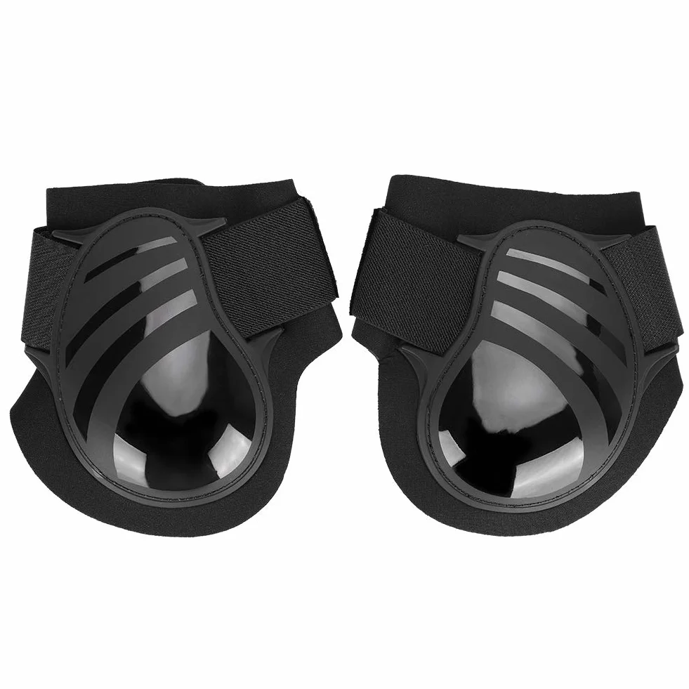 HERCHR 2 Pares de Botas para tendón de Caballo, Protector de piernas Abierto y Grueso de PU con Bloqueo Frontal, protección Segura para piernas para Entrenamiento, Salto y equitación