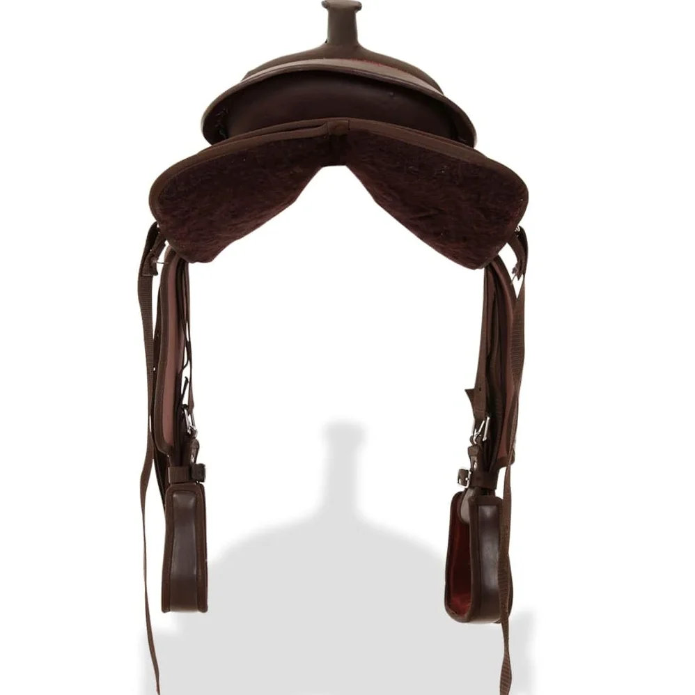 Sillín occidental de piel auténtica con halter y hoja de pecho, juego completo para montar a caballo, ajuste cómodo para ocio, senderismo y torneos