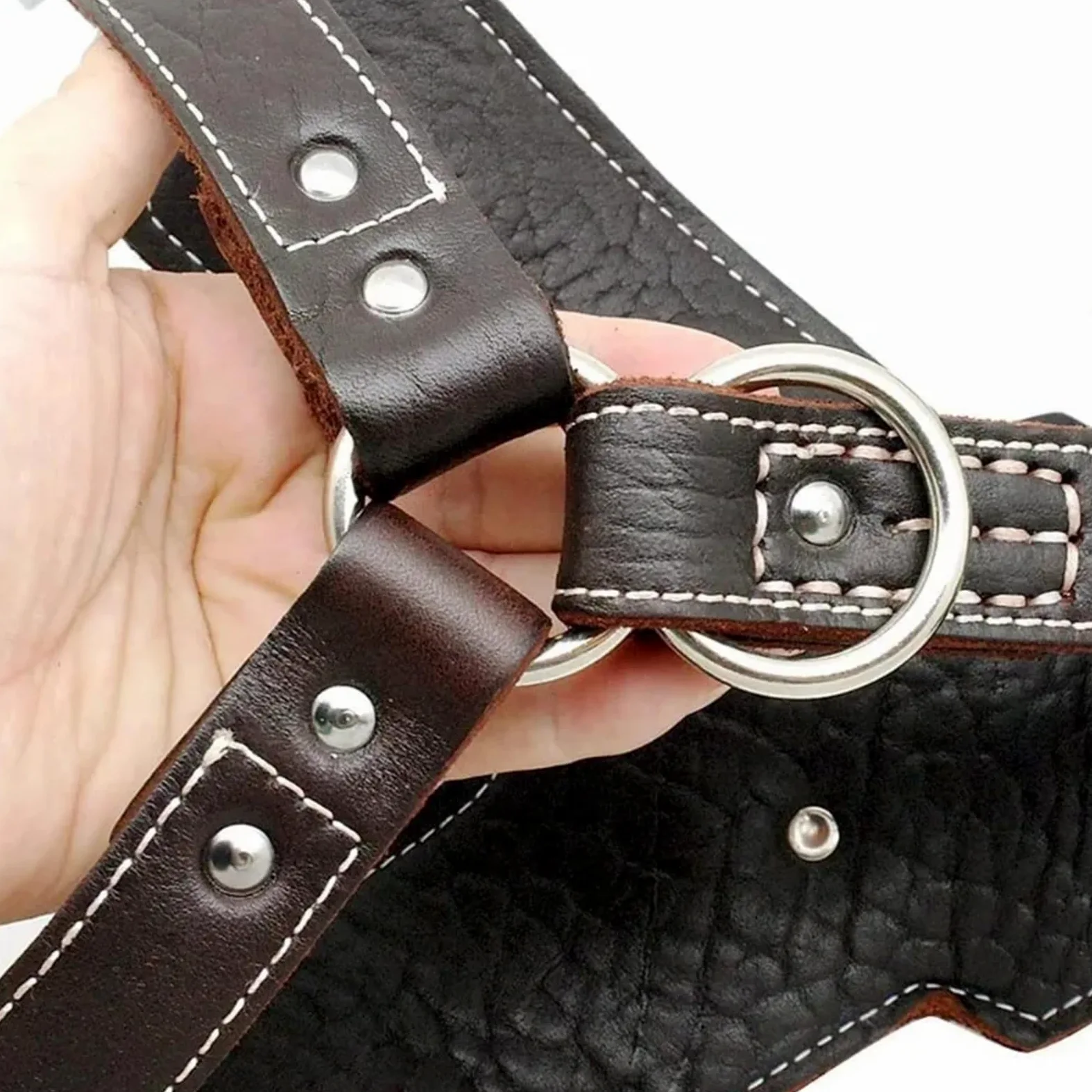 Durable Arnés del Perro Perros Grandes Arneses De Cuero Genuino Chaleco De Adiestramiento con Asa De Control Rápido para Labrador Pitbull(Size:L)