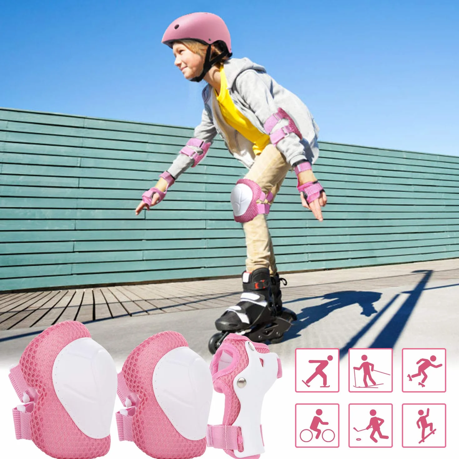 Equipo de Protección Infantil para Ciclismo Monopatín Patinaje Casco Protecciones