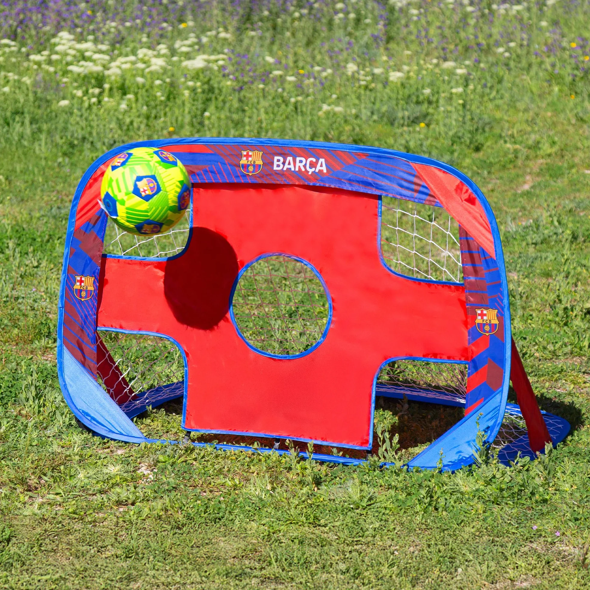 COLORBABY portería Pop-up fútbol 4 en 1, 120 x 80 x 80 cm, con dianas intercambiables, bolsa con asas