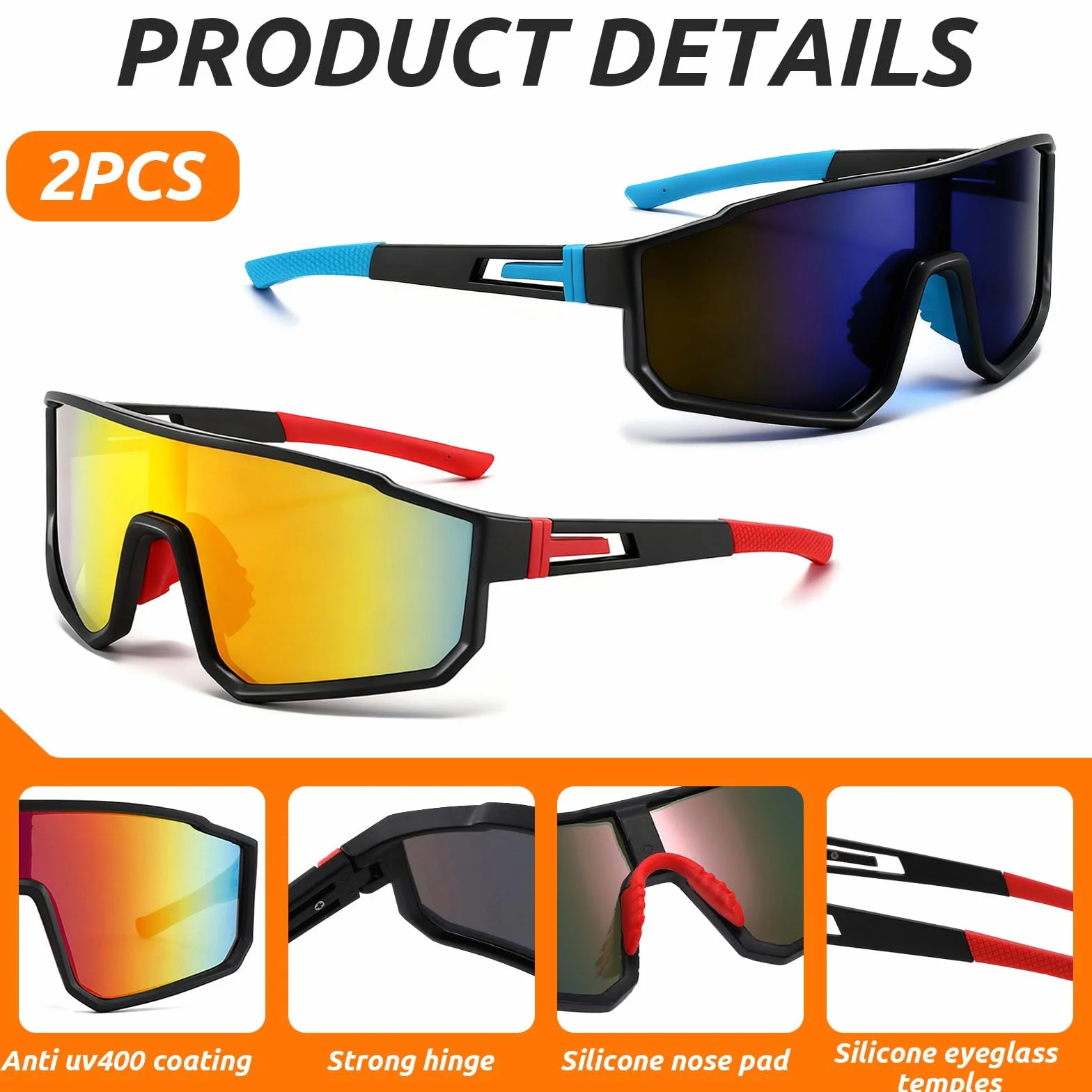 Gafas De Sol Deportivas Polarizadas UV400 para Ciclismo Moto Carrera Esquí