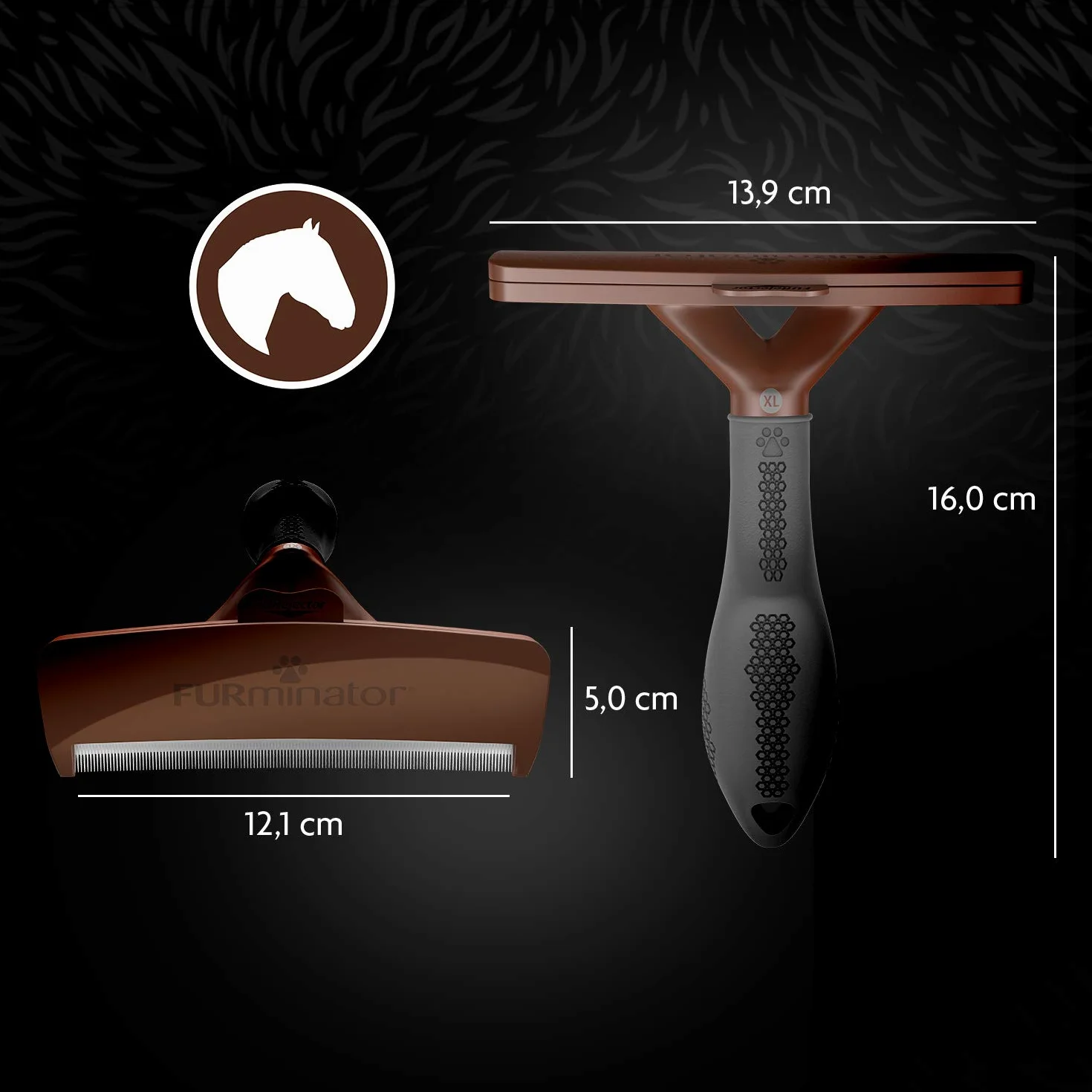 FURminator deShedding, Tool para caballos, Cepillo / Almohaza para caballos para eliminar el pelo suelto, Diseño mejorado