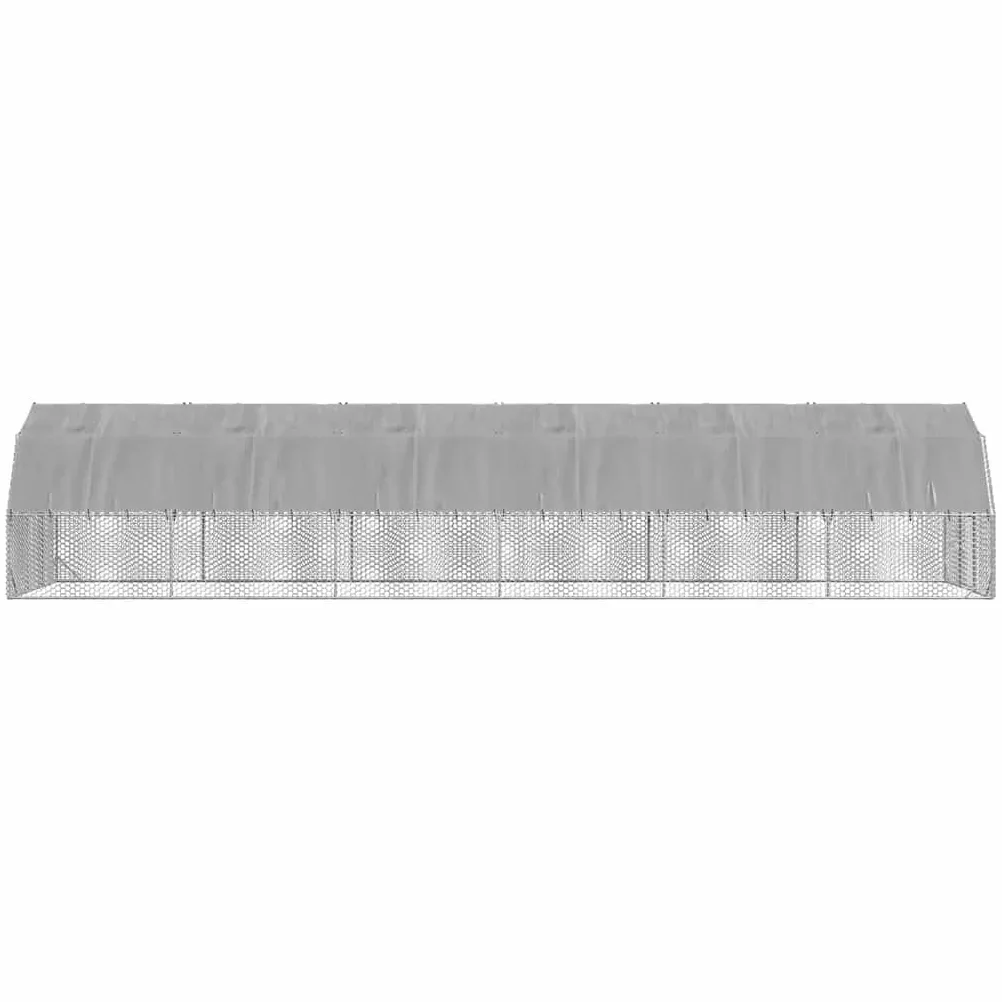 Gallinero con techo, 2,5 x 12 x 2,25 m, de acero galvanizado, 30 m², gran cercado para aves de corral, para pollos, patos, gansos y conejos, con puerta con cerradura