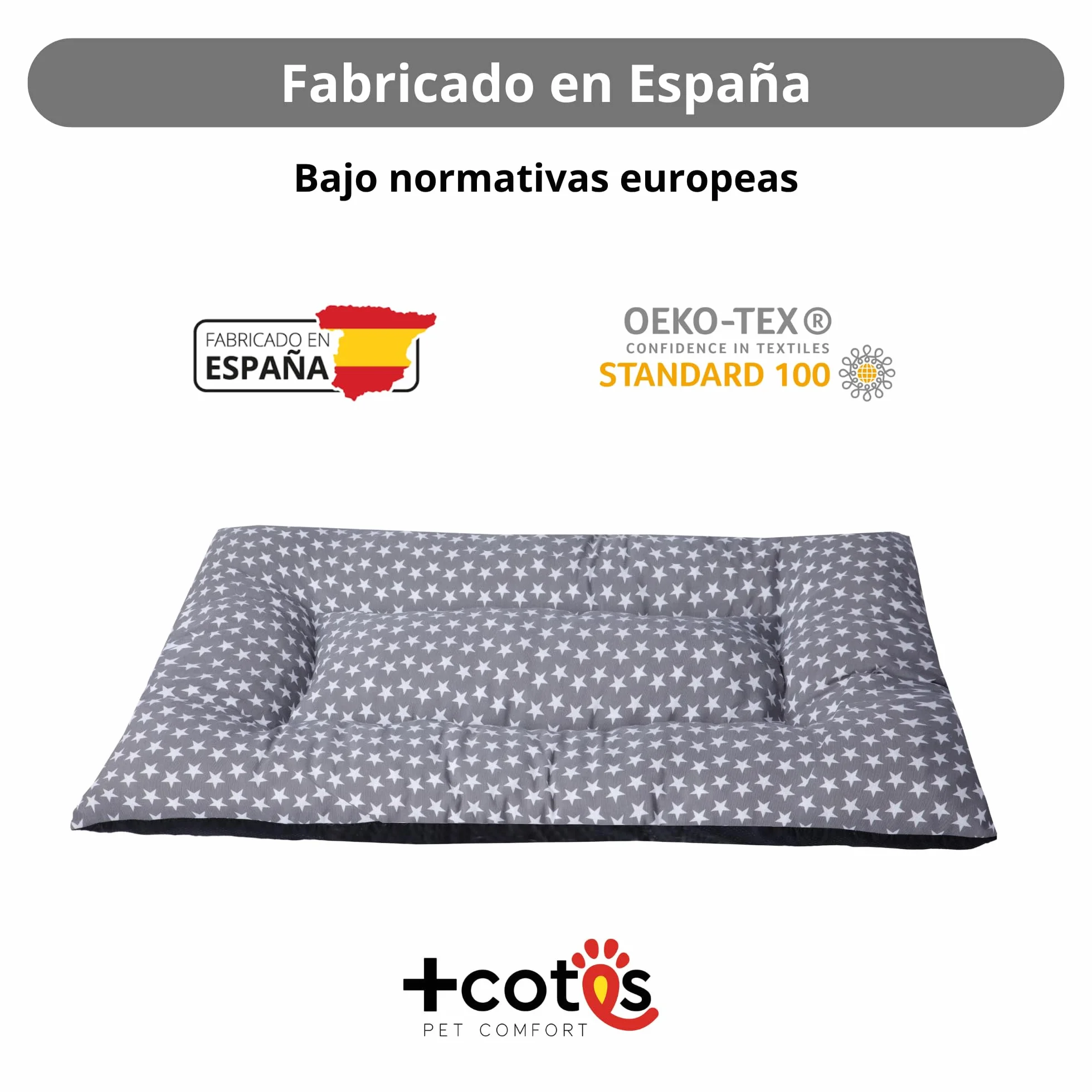 Cama Cachorro Perro Pequeño Espuma Acolchada Colchoneta Tacto Suave Tejido Transpirable Base Antideslizante Funda de algodón loneta Ligera cómoda Lavable Fácil de Transportar 45X65X5 Estrellas +Cotes