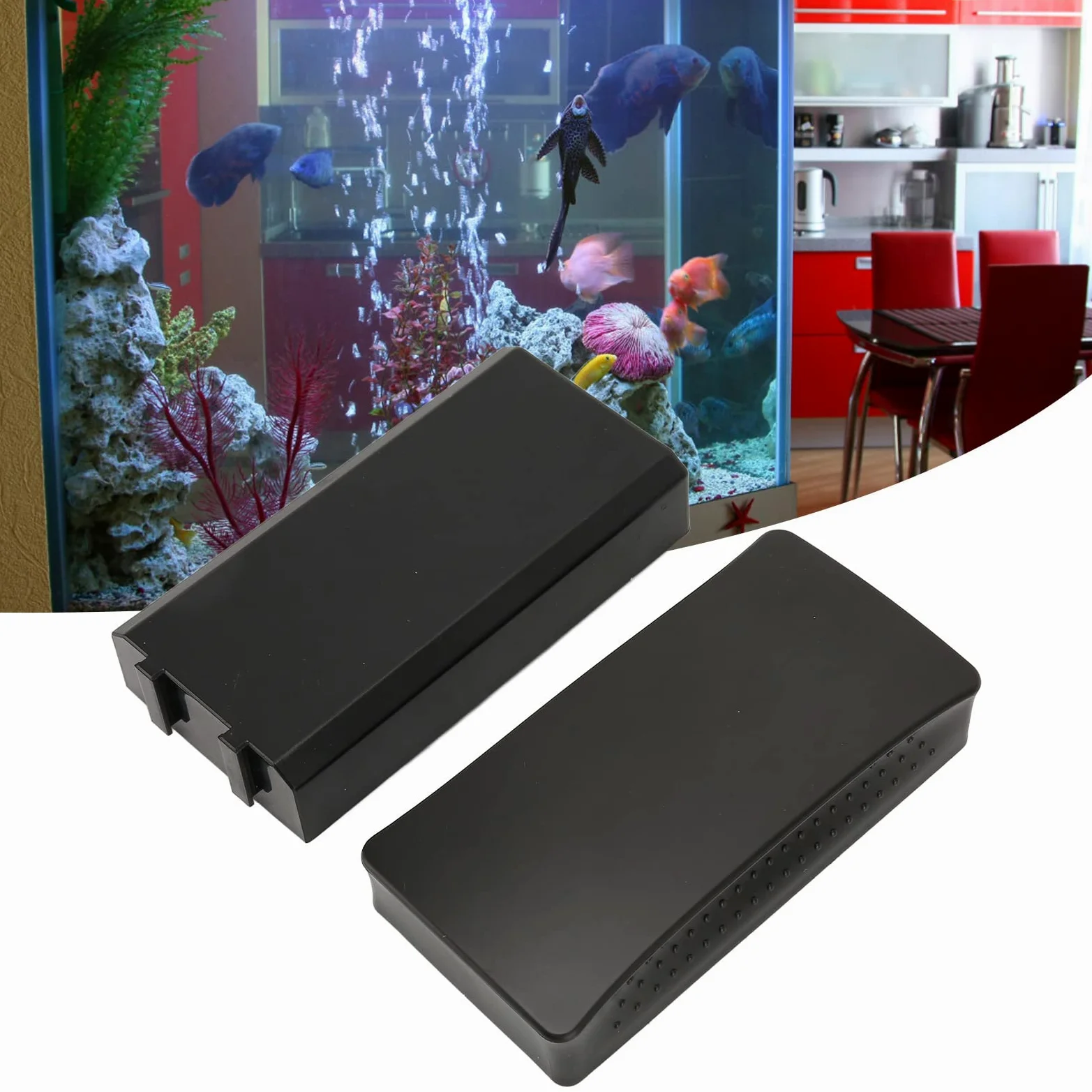 Limpiador Magnético para Acuario, Cepillo Magnético para Pecera con Mango Biónico Ergonómico, Raspador de Algas para Limpiar Ventanas, Puertas de Vidrio (M.)