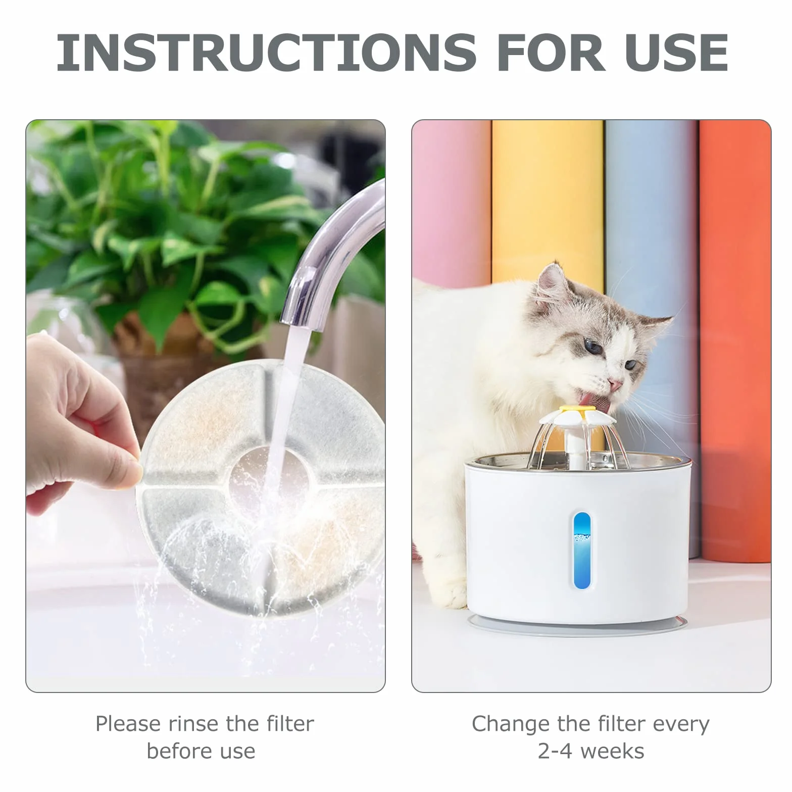 Filtros de Repuesto de Fuente de Agua para Perros y Gatos [10 Piezas], Redondo, 2-2,5 l